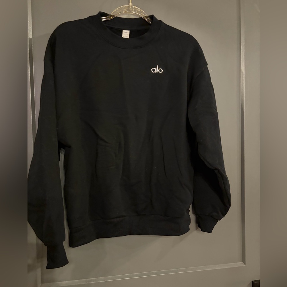Alo Yoga Accolade Crew Neck Pullover Black XS Full Length